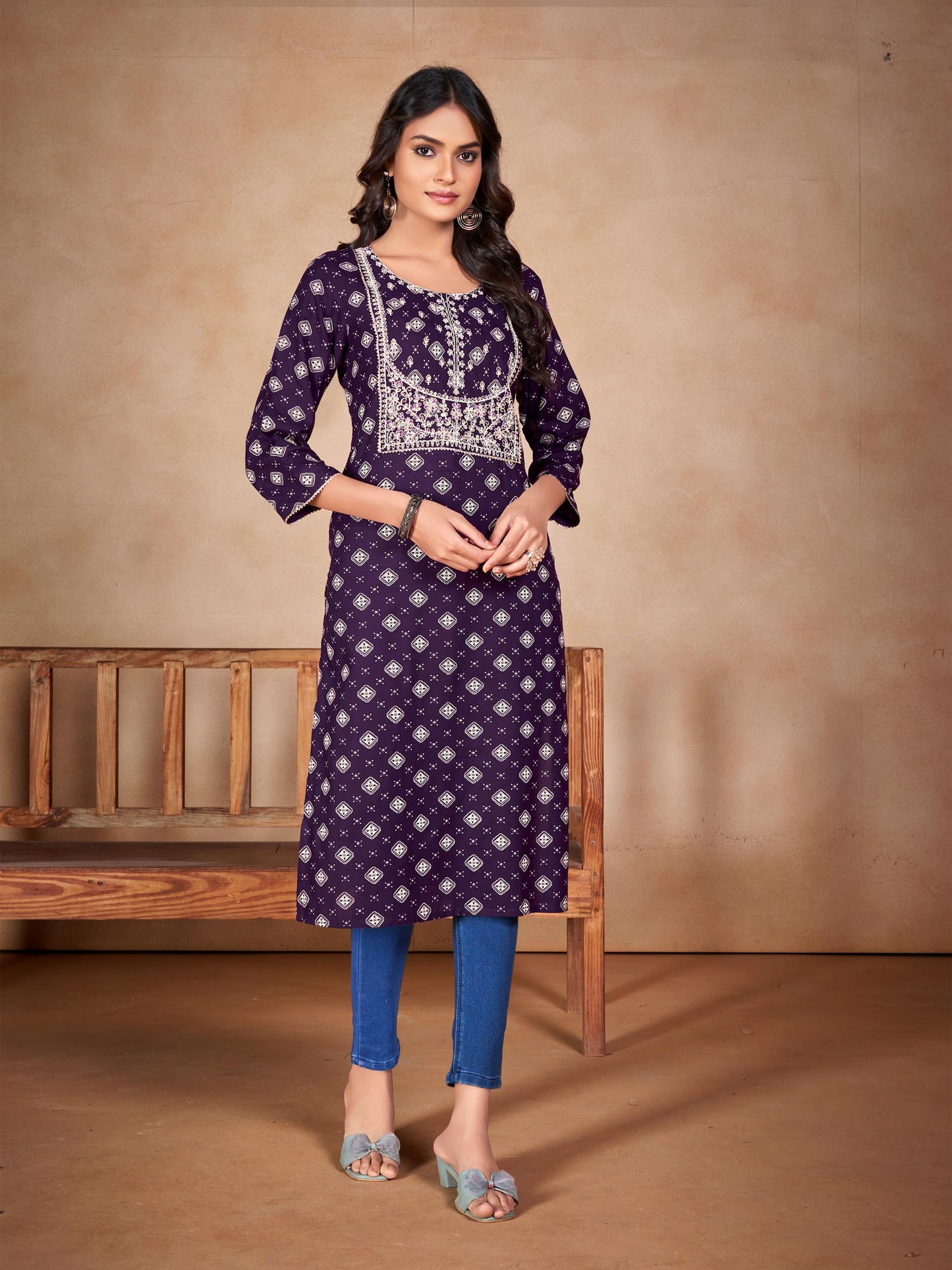 Soft Rayon Purple Charm Kurti