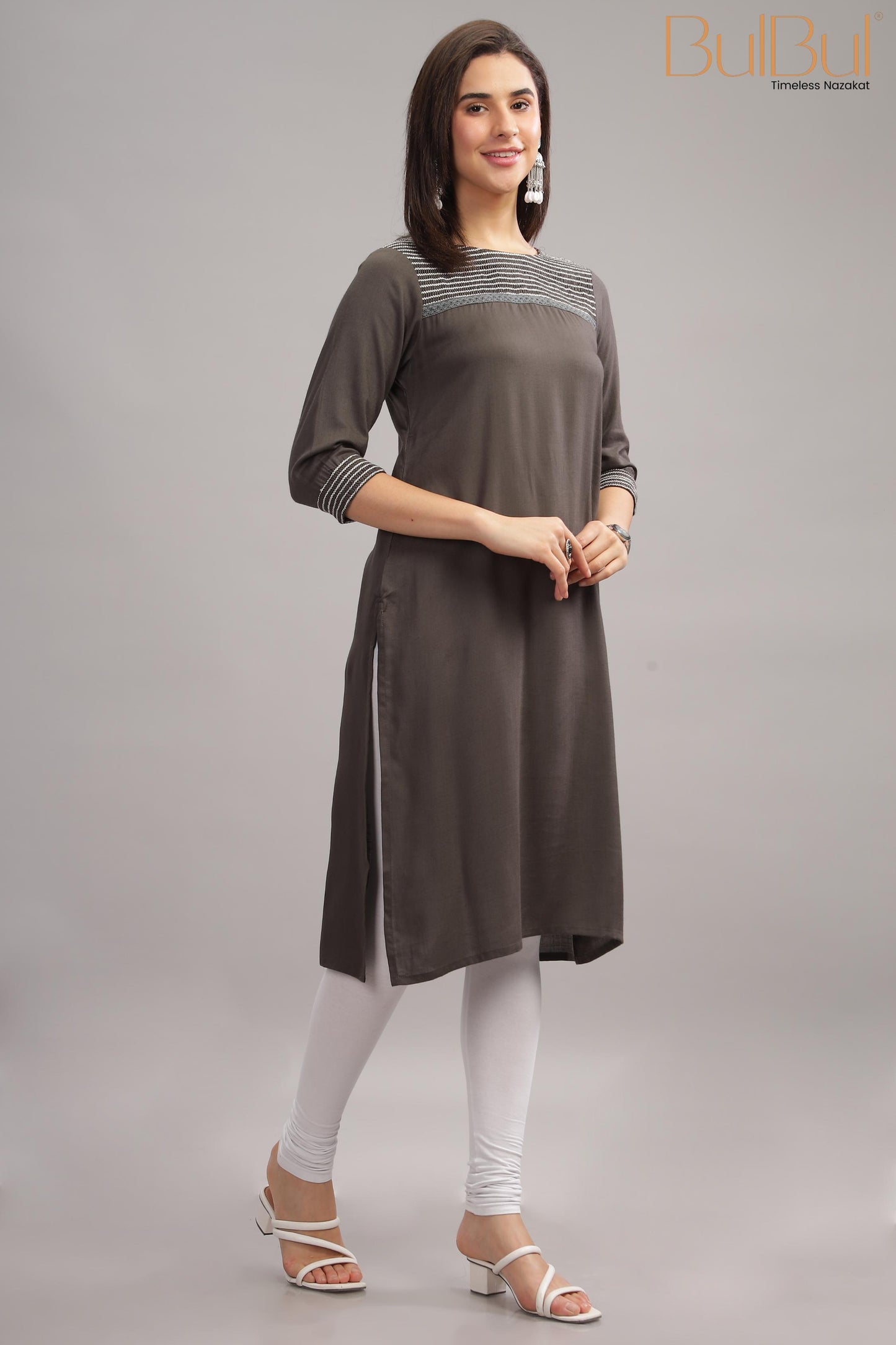 Nectarine Grey Rayon Kurti