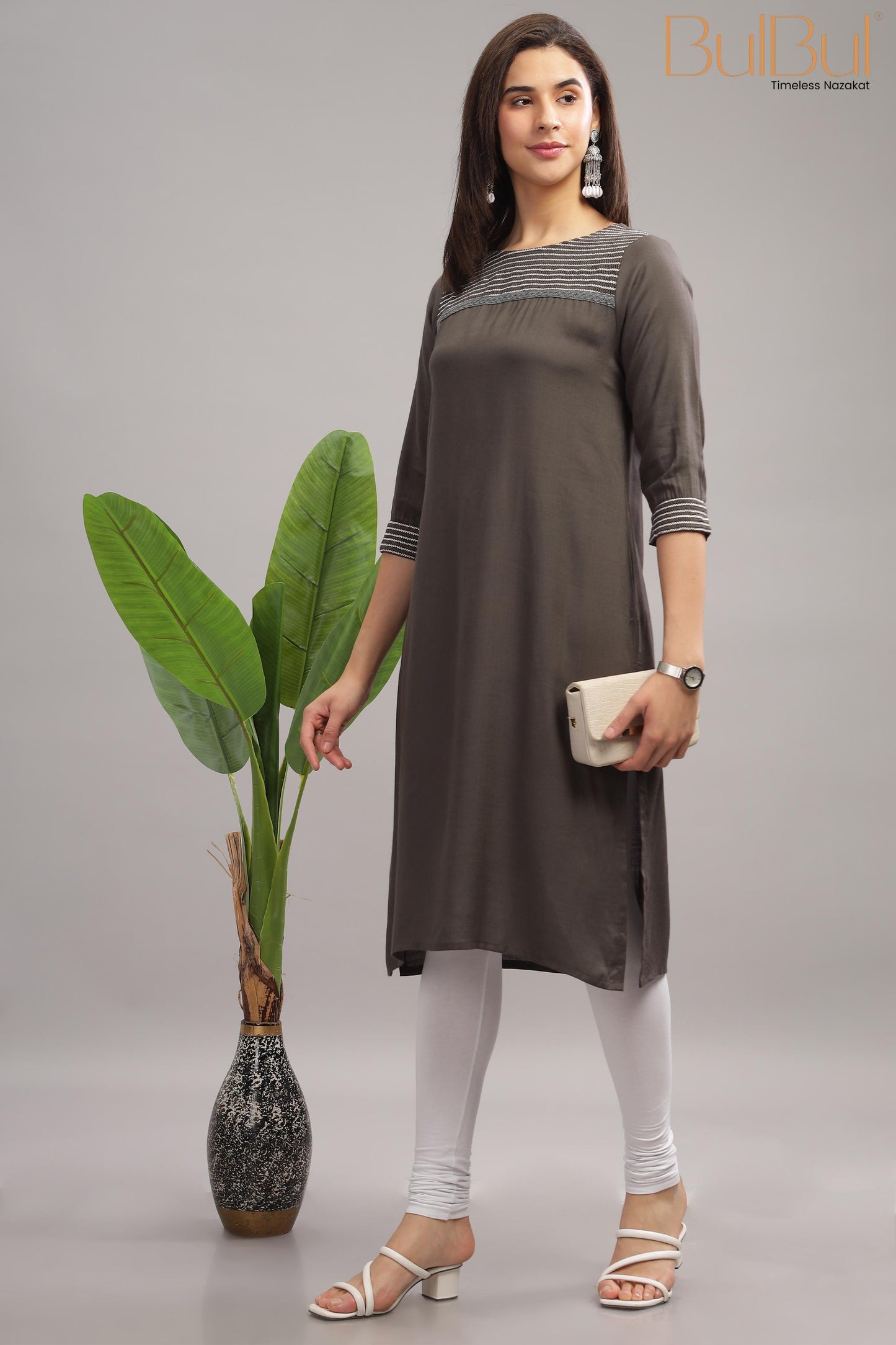 Nectarine Grey Rayon Kurti