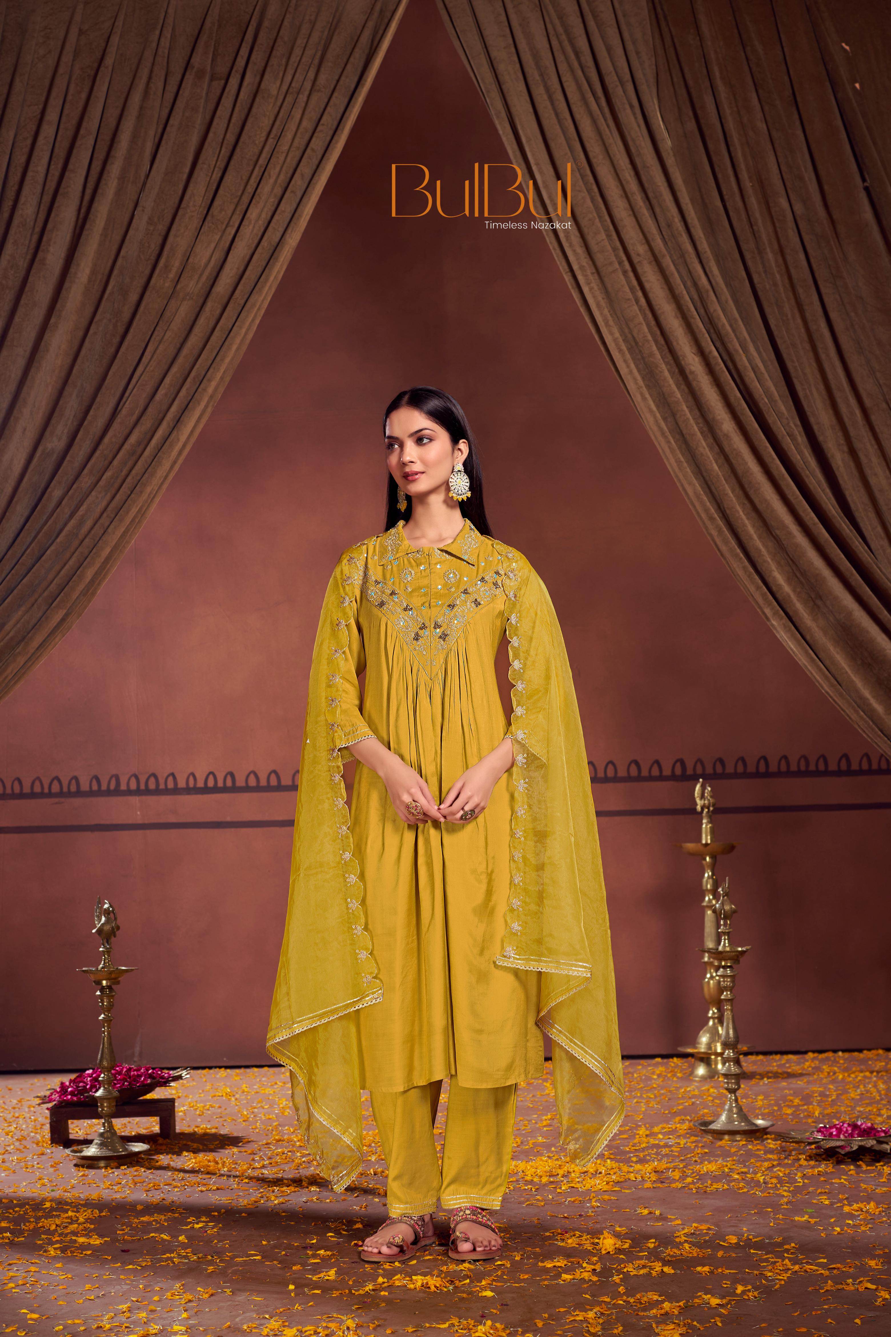 Regal Mustard Kurta Set with Ajrakh Touch Dupatta