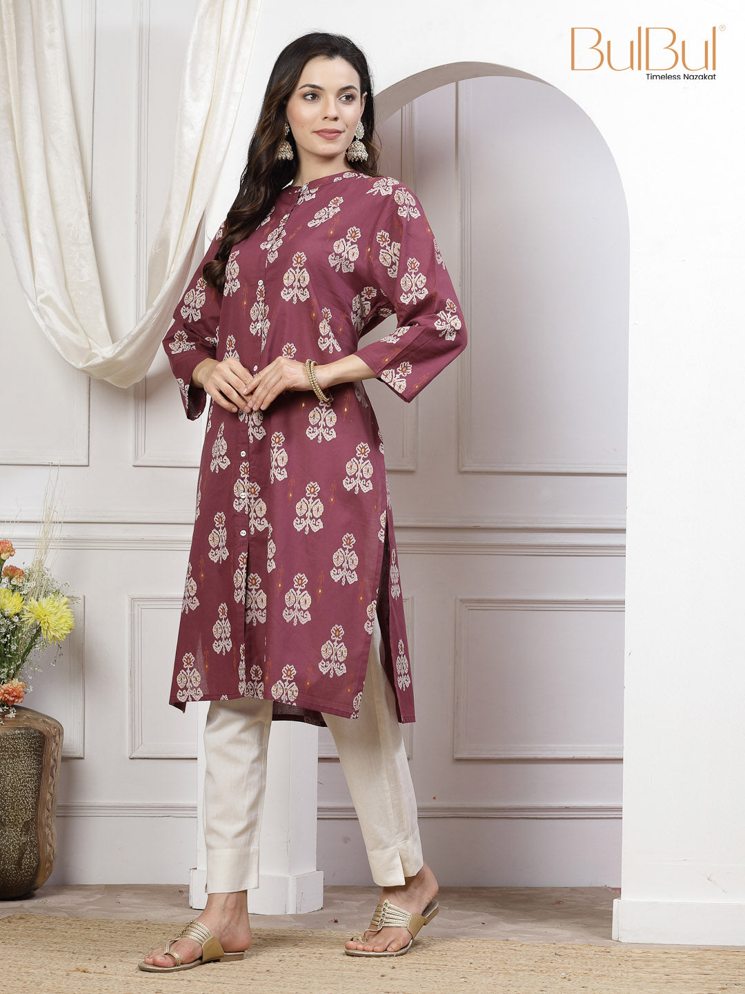 Zarina Cotton Maroon Kurti
