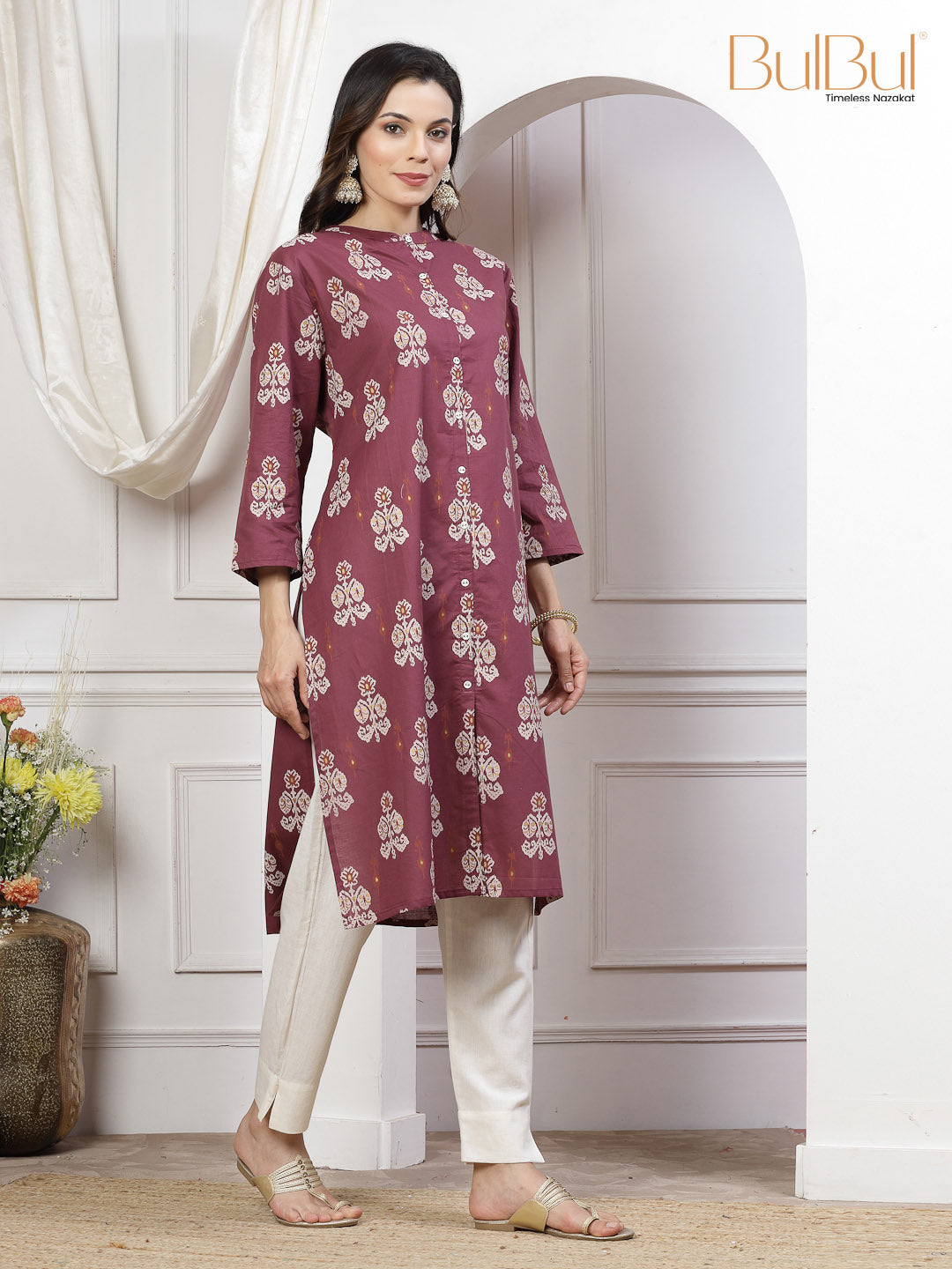 Zarina Cotton Maroon Kurti