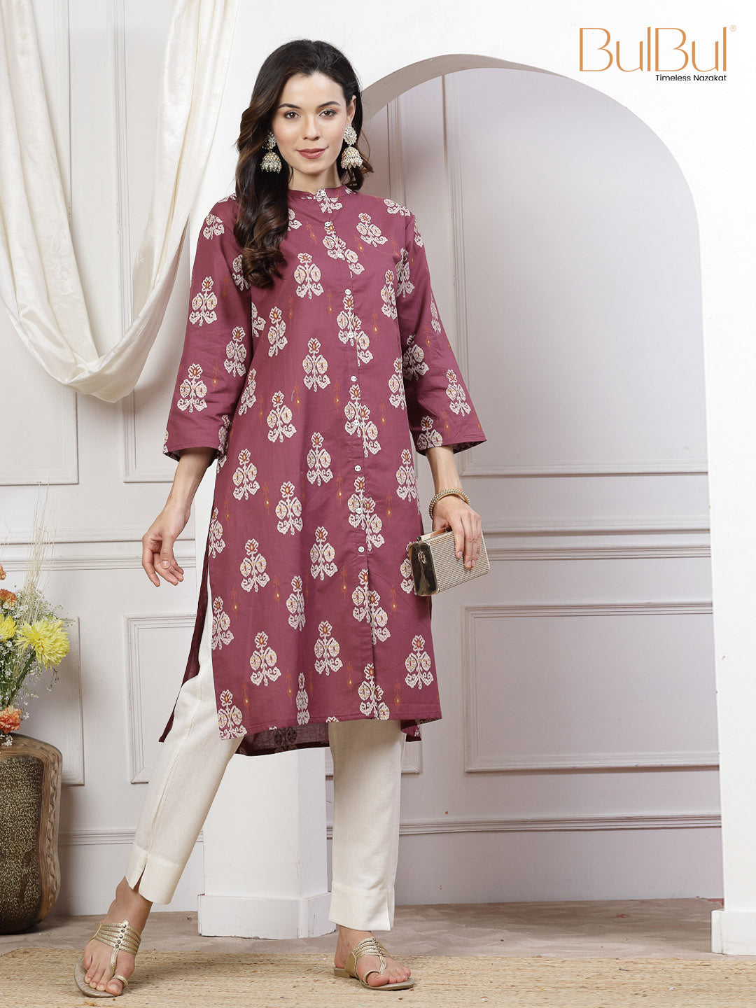 Zarina Cotton Maroon Kurti