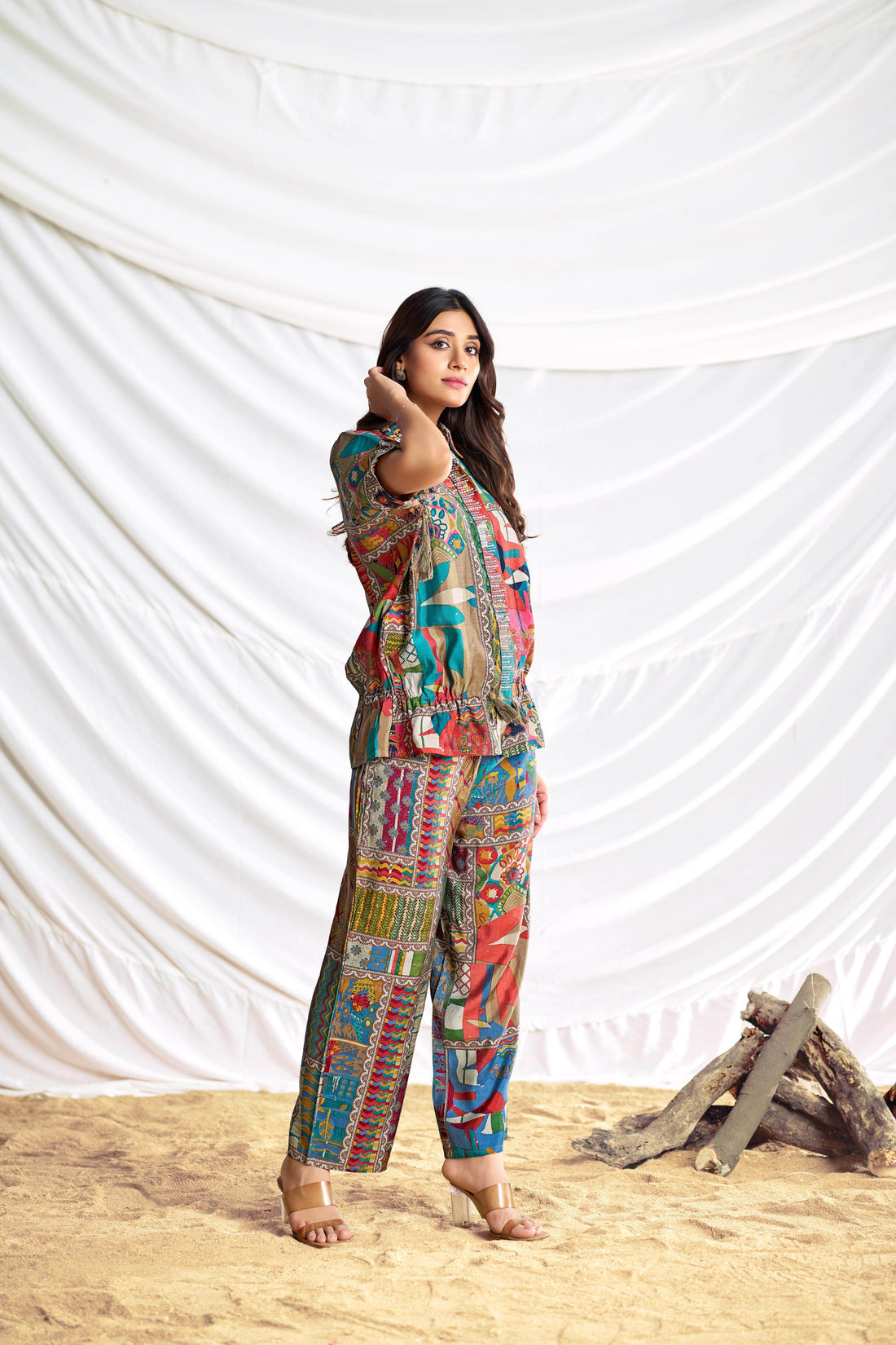 Kate Brown Chanderi Co-Ord Set - BulBul