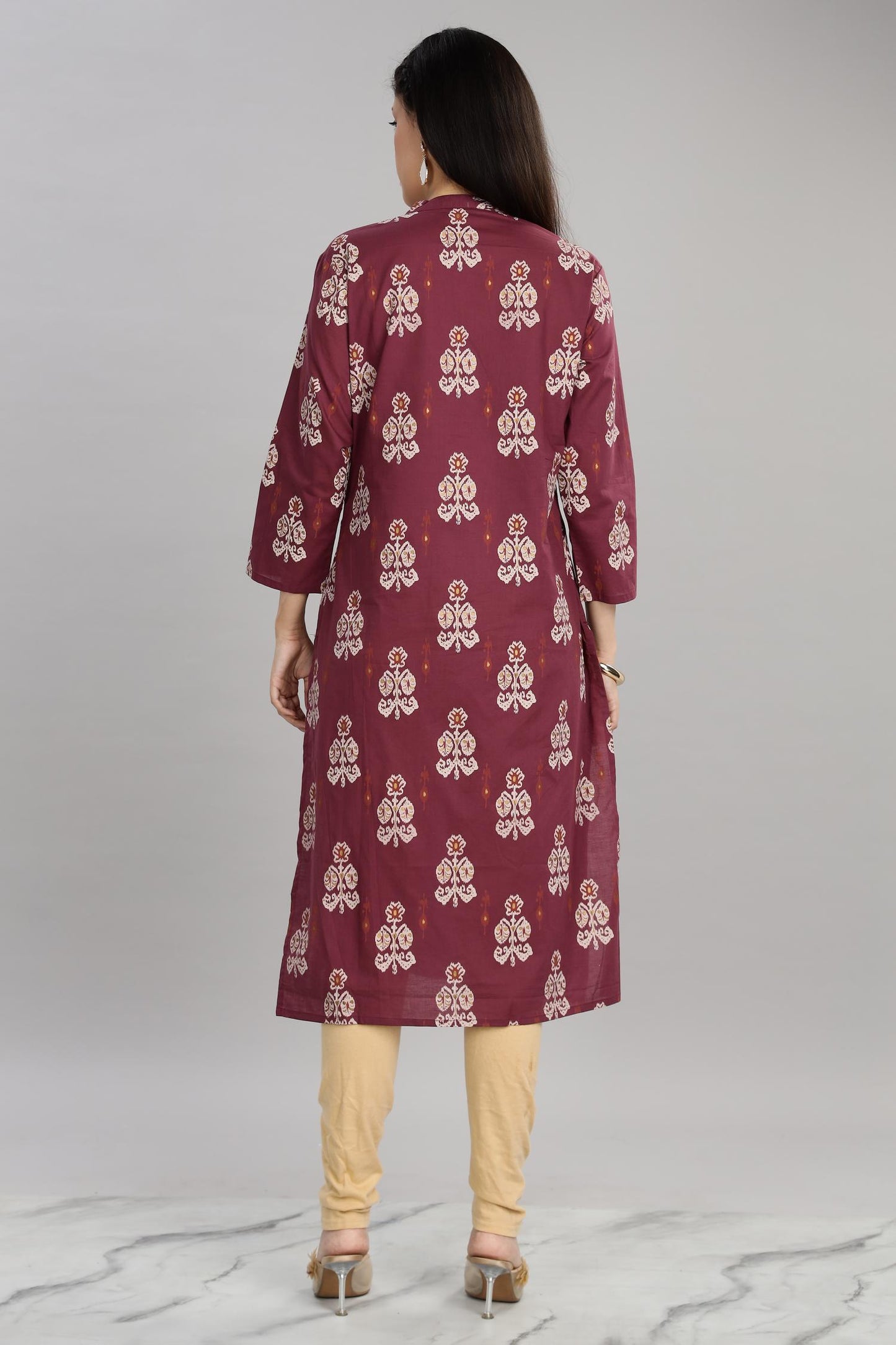 Zarina Cotton Maroon Kurti