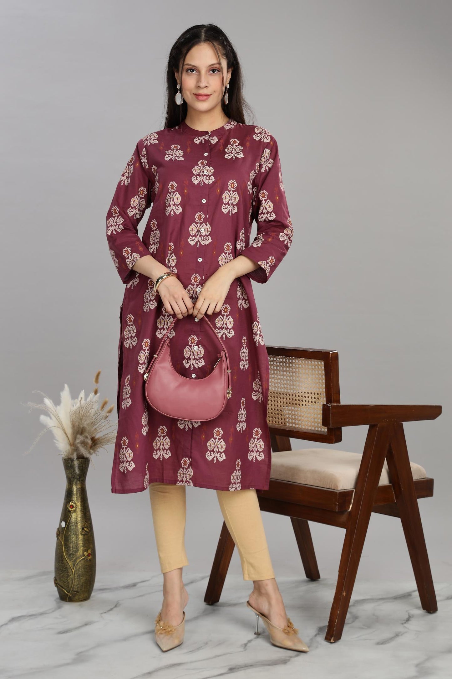 Zarina Cotton Maroon Kurti
