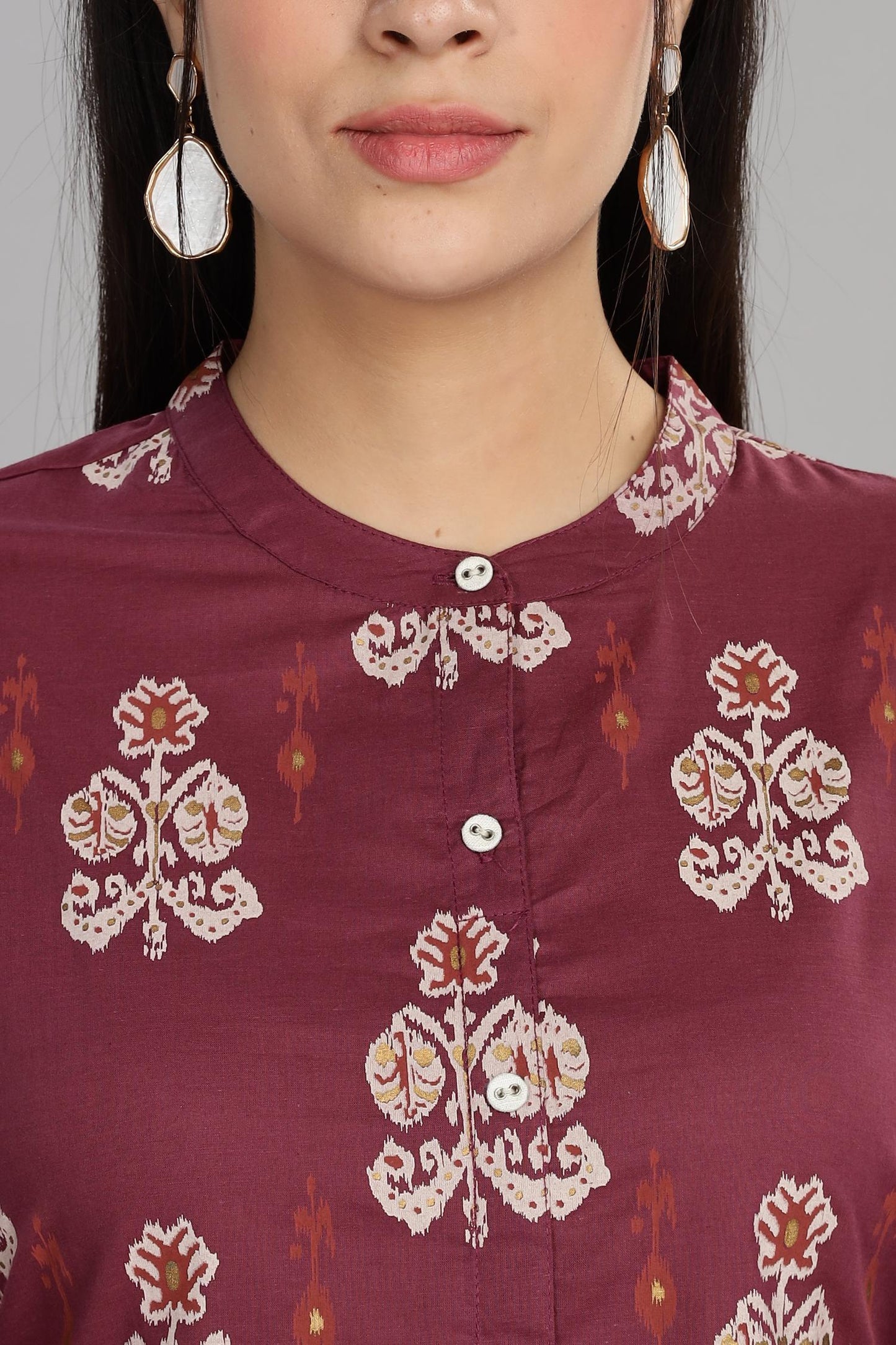 Zarina Cotton Maroon Kurti