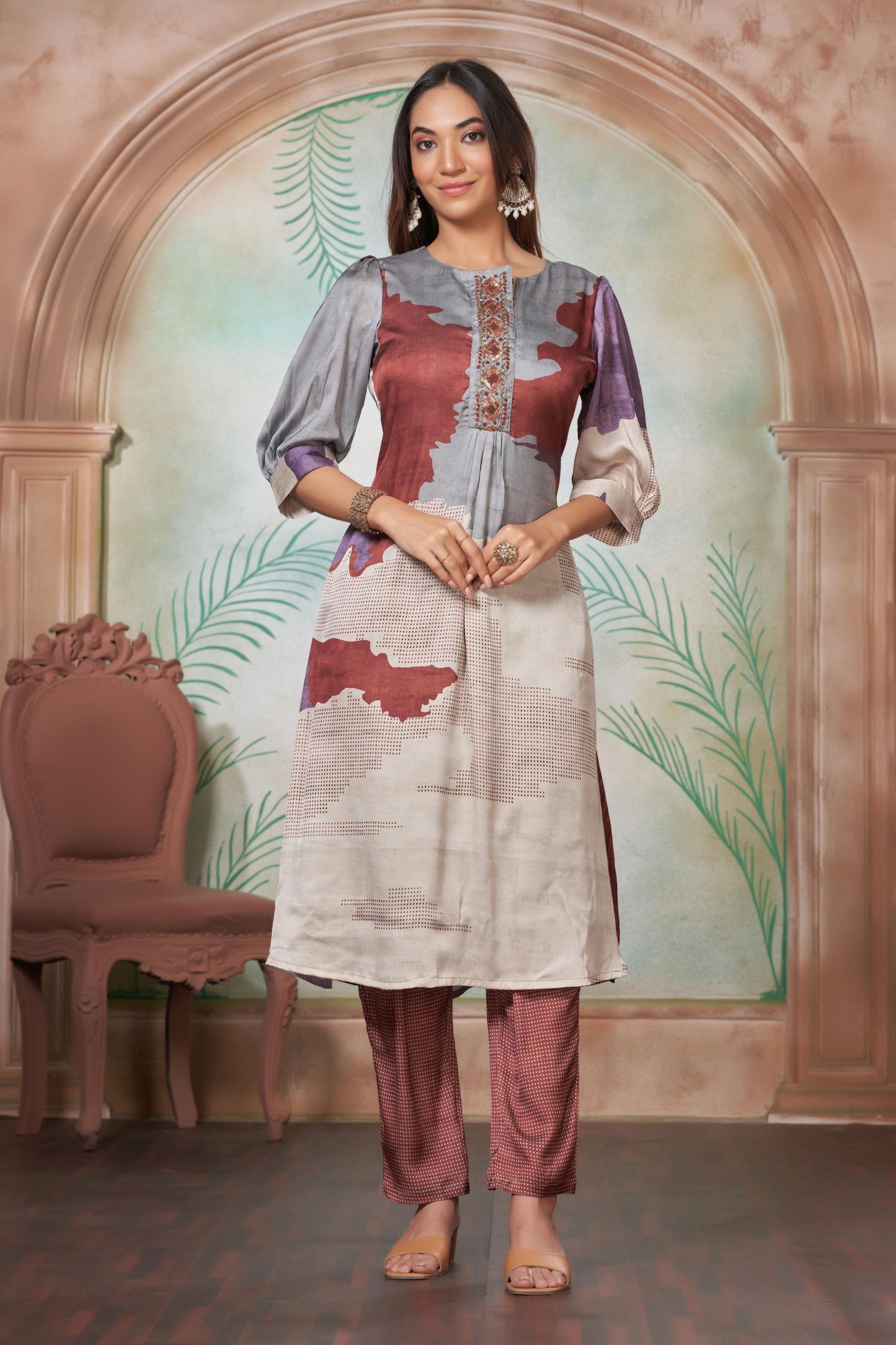 Tanya Silk Purple Kurta Set