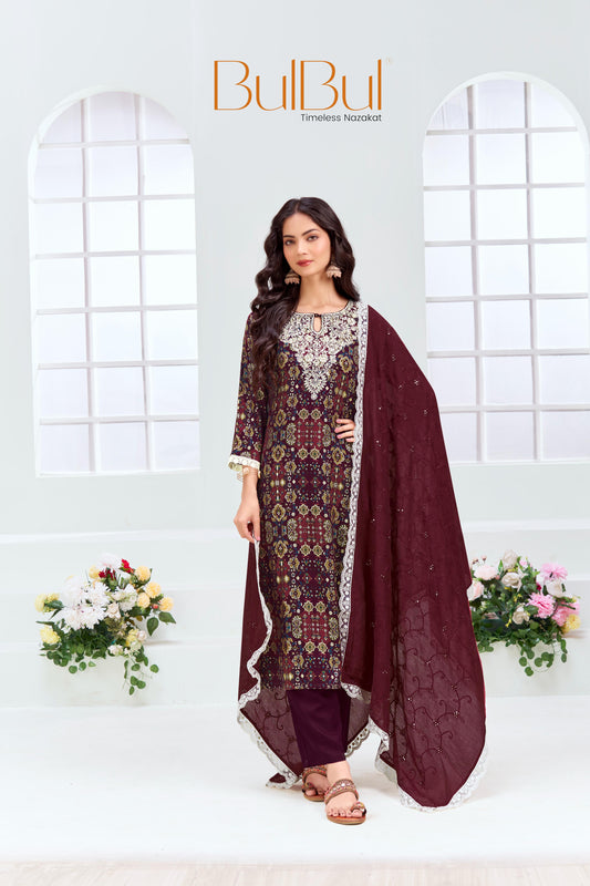 Anjali Wine Rayon Kurta Set with Dupatta