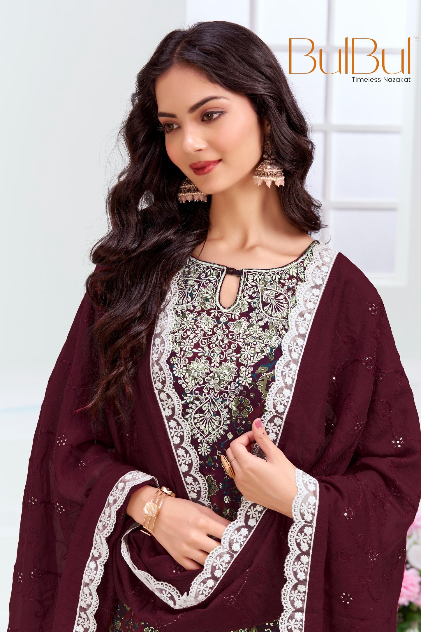 Anjali Wine Kurta Set with Dupatta