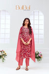 Simar Rayon Fuschia Kurta Set with Dupatta