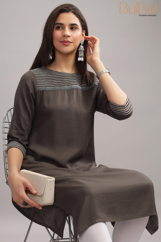 Nectarine  Grey Rayon Kurti