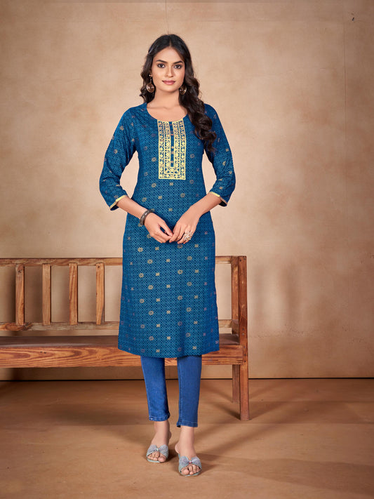 Calming Rayon Blue Kurti