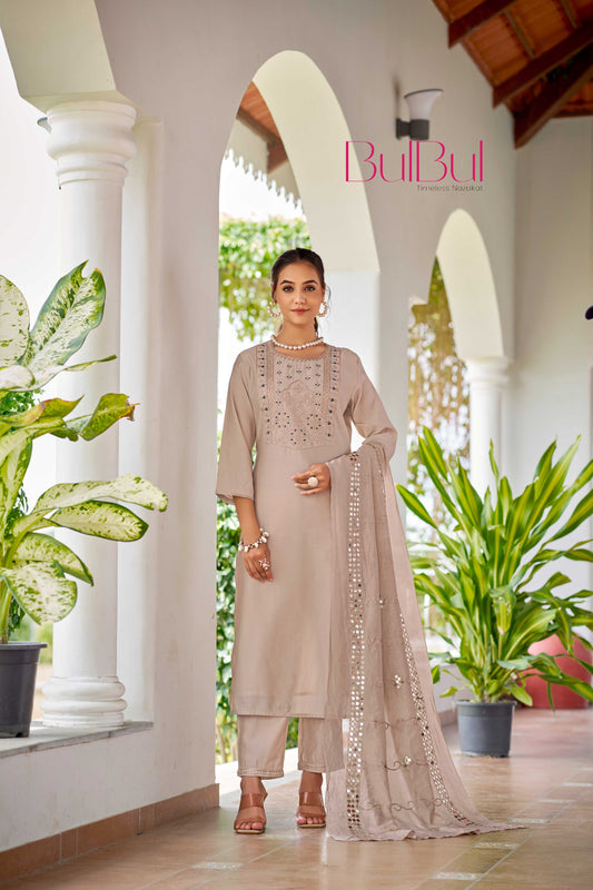 Prachi Silk Beige Kurta Set with Dupatta