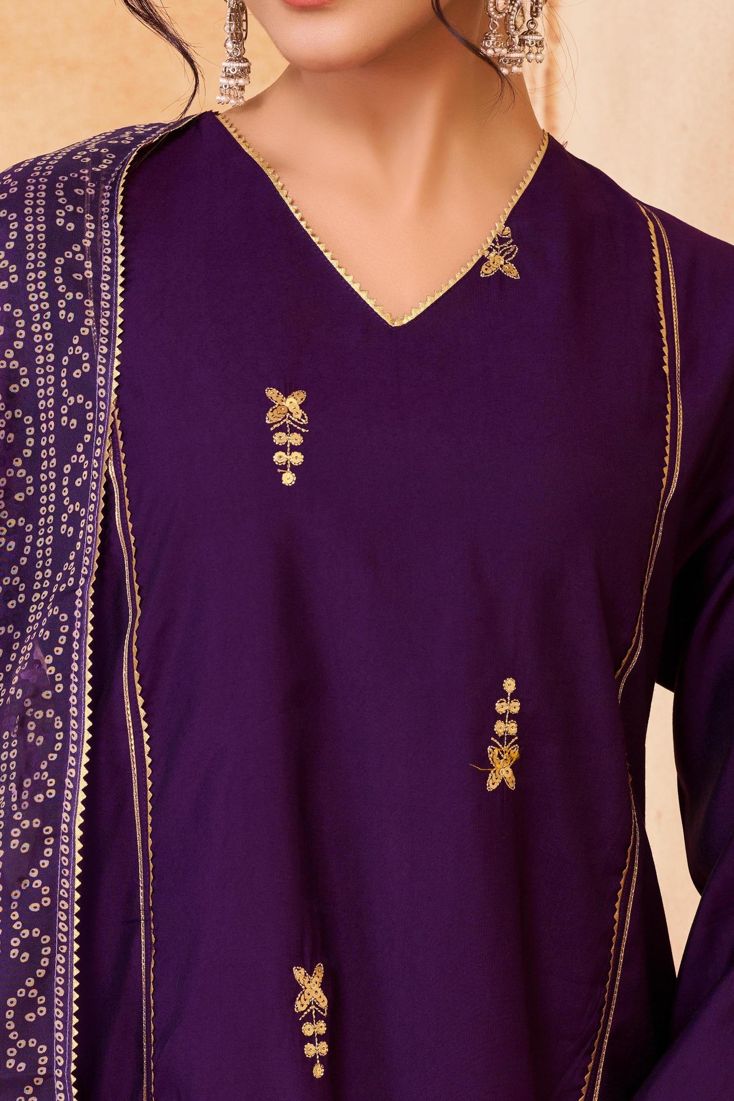Preet Chanderi Purple Kurta Set with Dupatta