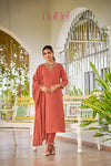 Mira Rust Kurta Set with Dupatta