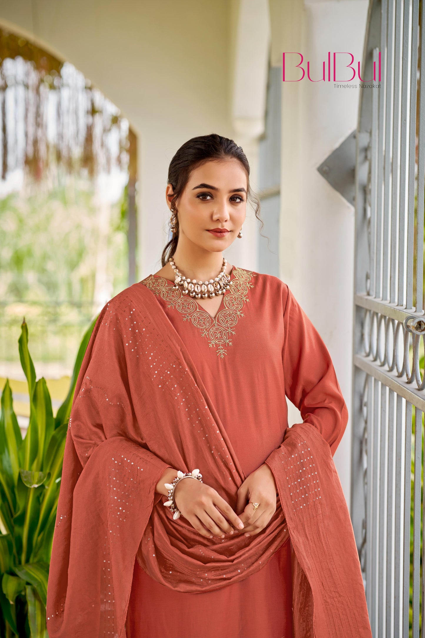 Mira Rust Kurta Set with Dupatta