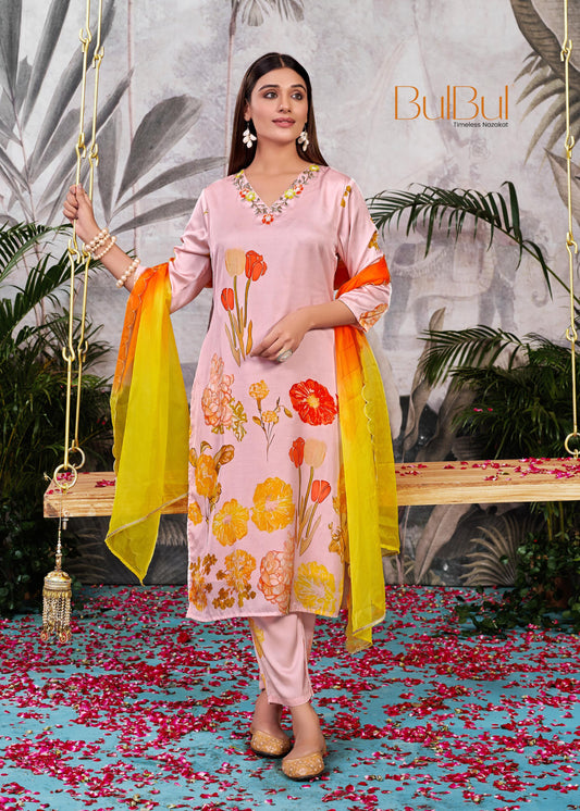 Malaika Silk Pink Kurta Set with Dupatta