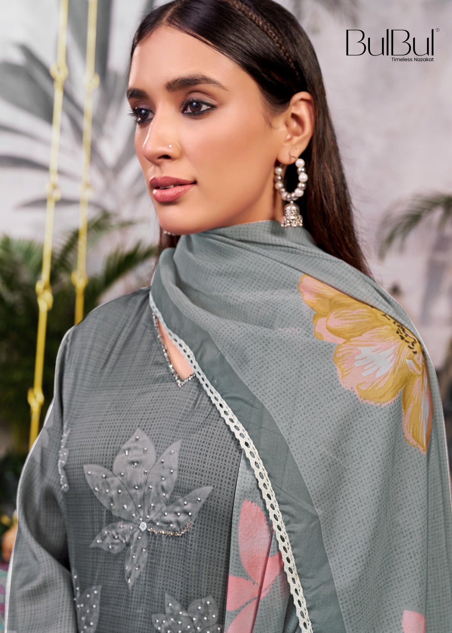 Farida Grey Kurta Set with Dupatta