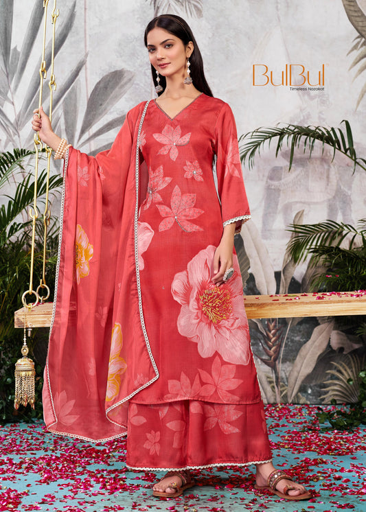 Farida Red Silk Kurta Set with Dupatta