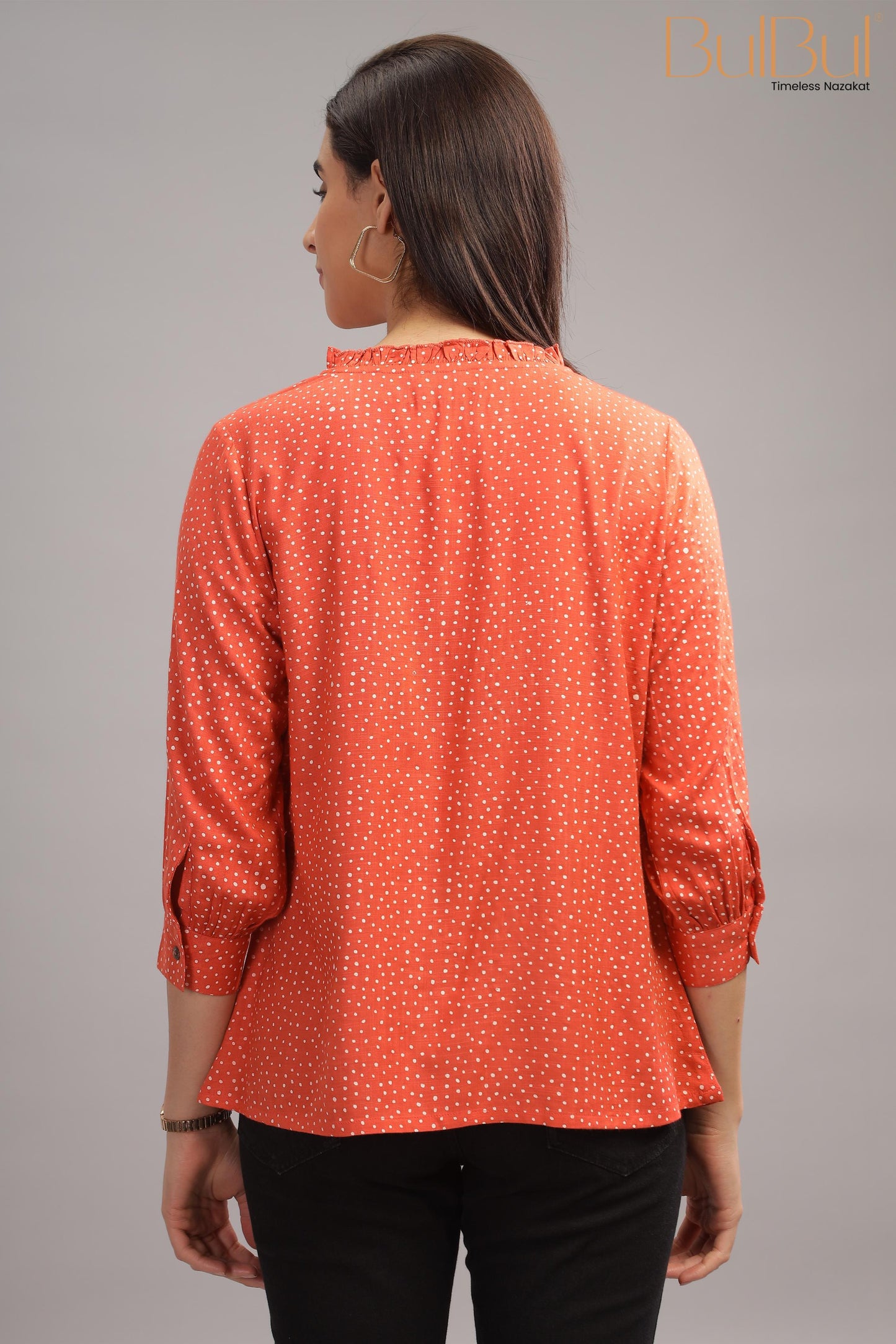 Allen Orange Rayon Slub Tops