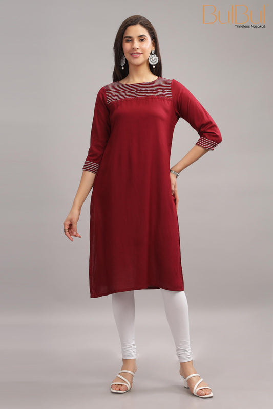 Nectarine Rayon Maroon Kurti