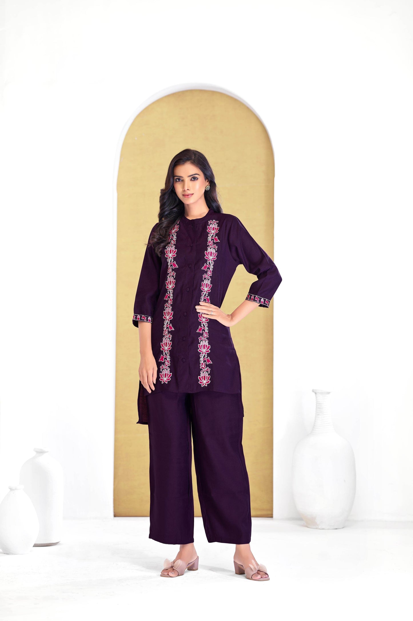 Deepti Chanderi Purple Co-Ord Set - BulBul