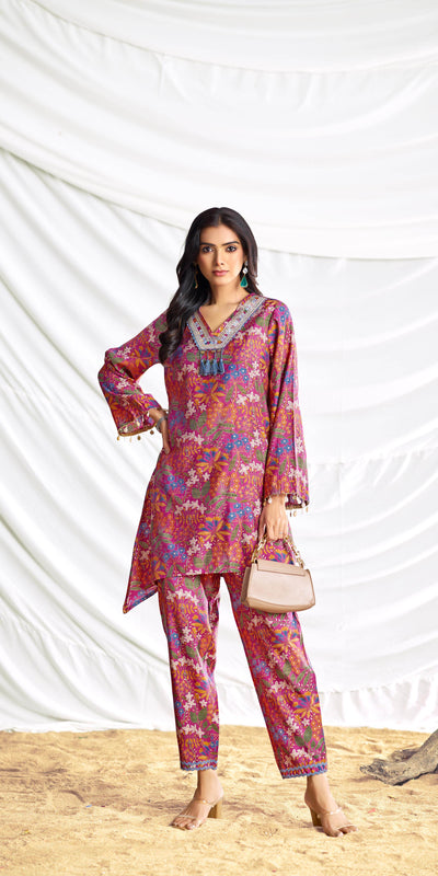 Dharvi Chanderi Fuschia Co-Ord Set