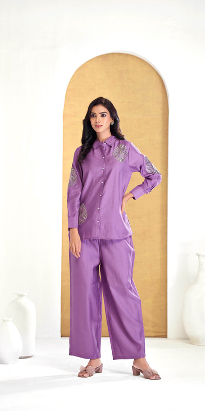 Saroj Purple Chanderi Co-Ord Set