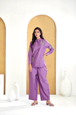Saroj Purple Chanderi Co-Ord Set - BulBul