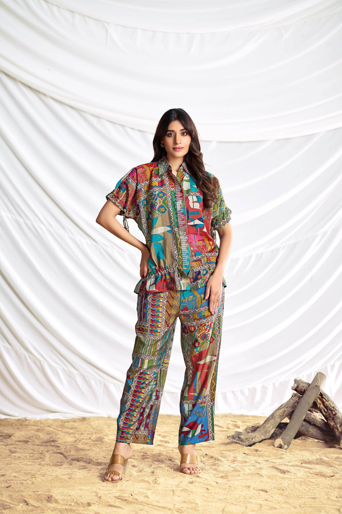 Kate Brown Chanderi Co-Ord Set - BulBul