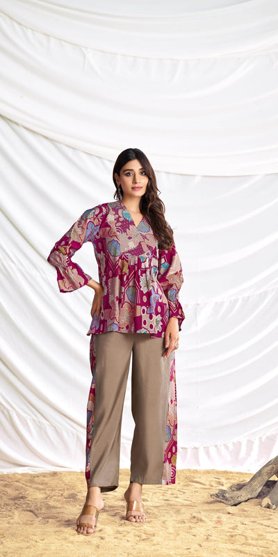 Ojasvi Red Chanderi Co-Ord Set