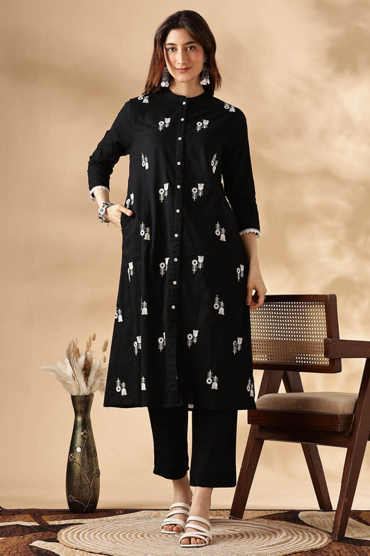 Rashmika Cotton Black Kurta Set