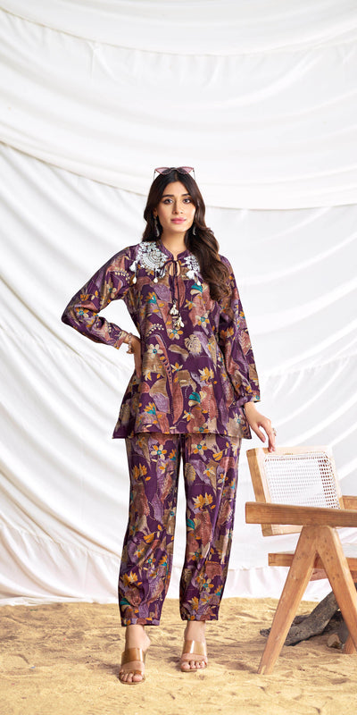 Nilisha Purple Chanderi Co-Ord Set