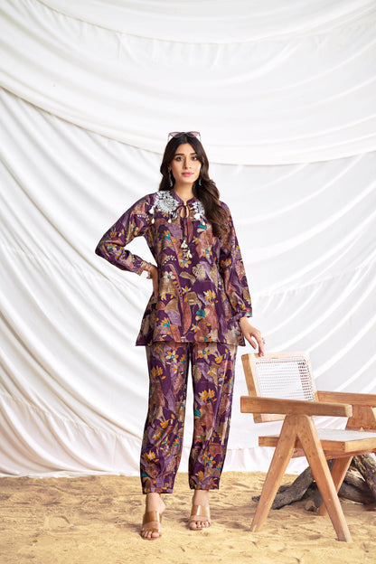 Nilisha Purple Chanderi Co-Ord Set - BulBul