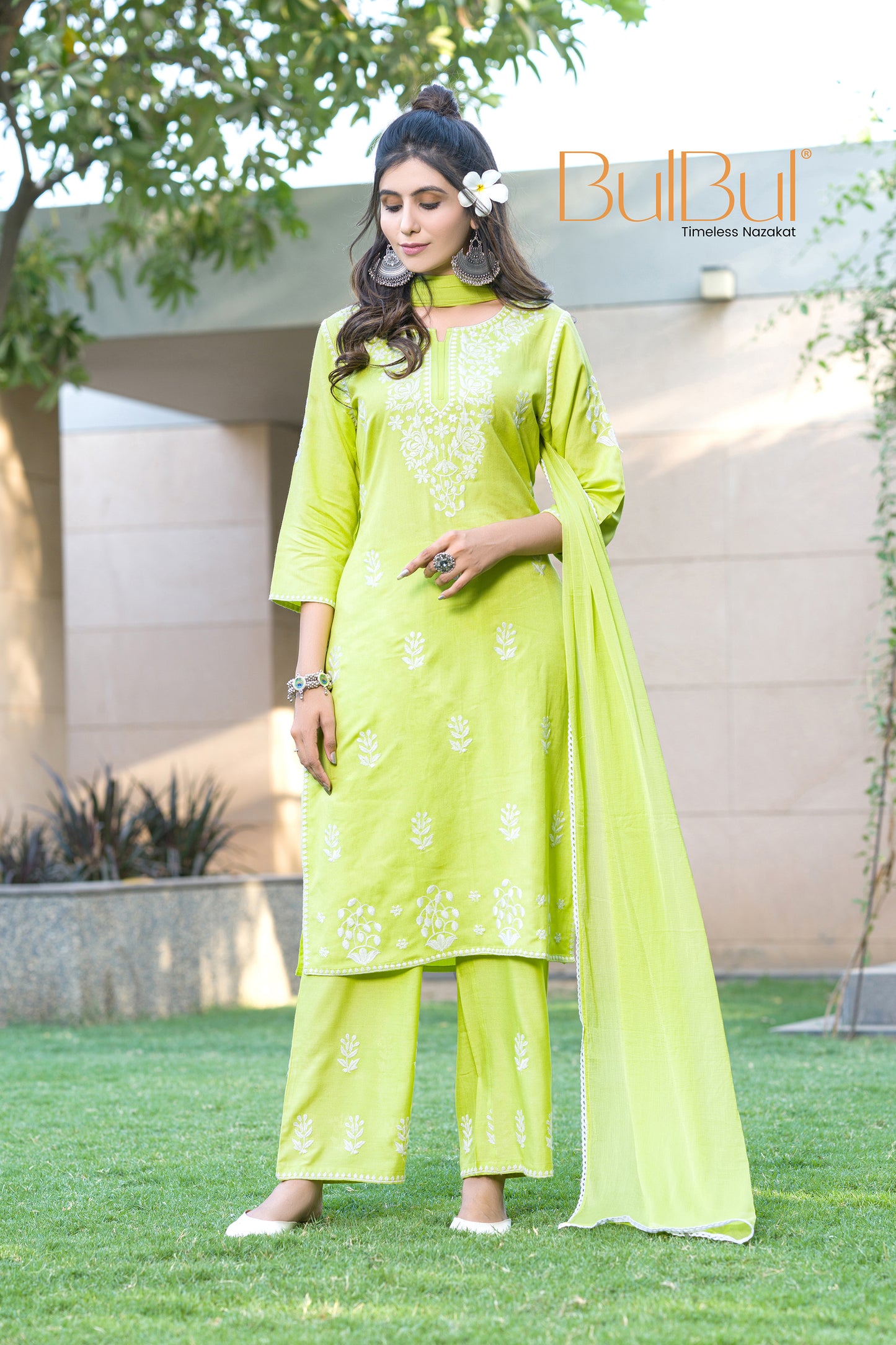 Akshyani Green Rayon Kurta Set with Dupatta