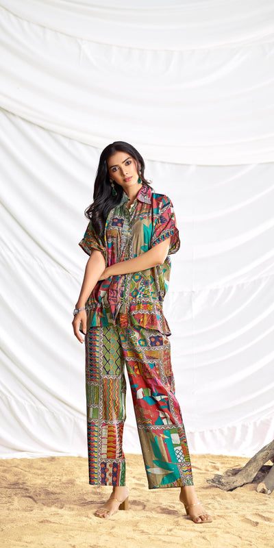 Kate Beige Chanderi Co-Ord Set