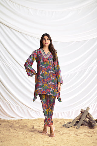 Dharvi Chanderi Blue Co-Ord Set - BulBul