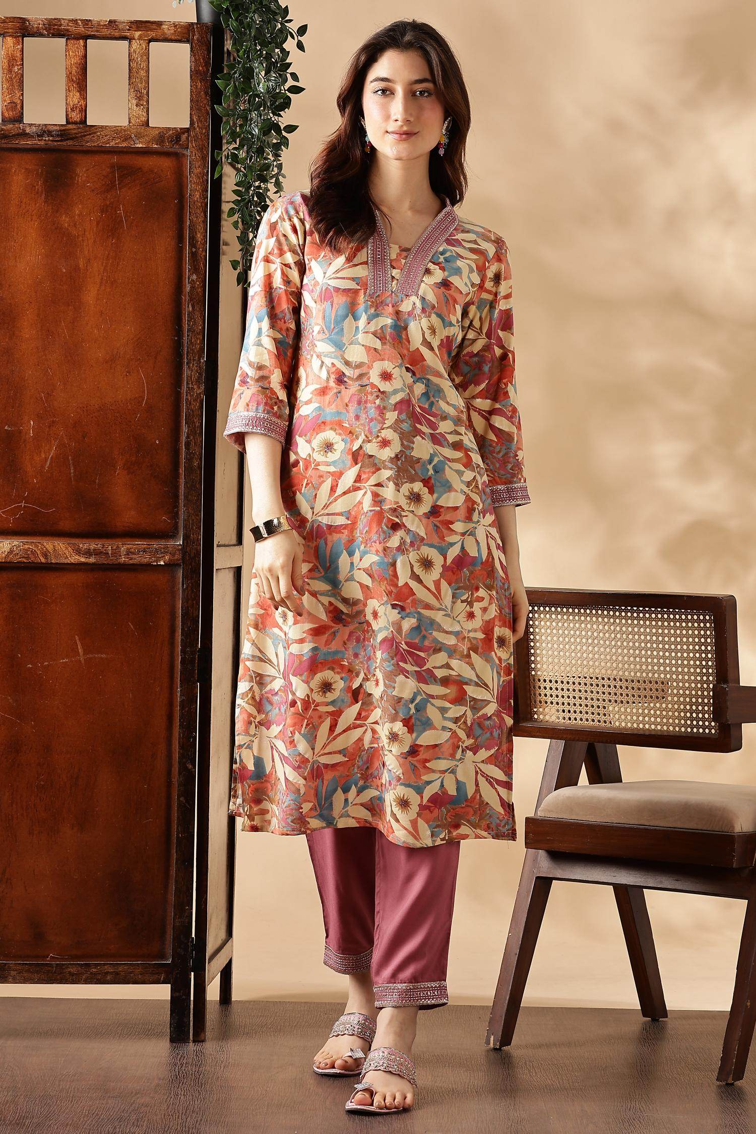 Aafiya Muave Rayon Kurta Set with Dupatta - BulBul