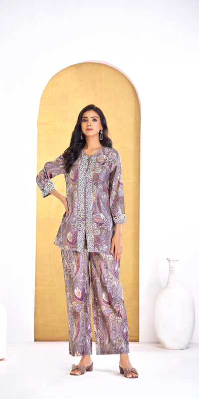 Saumya Muave Modal Chanderi Co-Ord Set