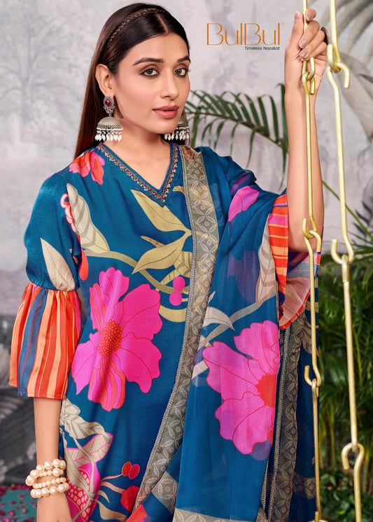 Rani Blue Silk Kurta Set with Dupatta