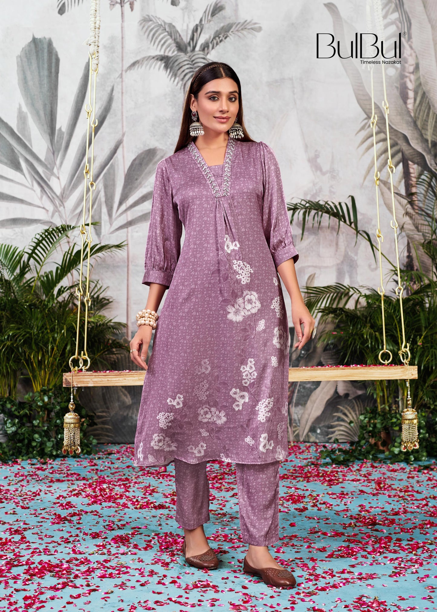 Reeva Silk Lavender Kurta Set