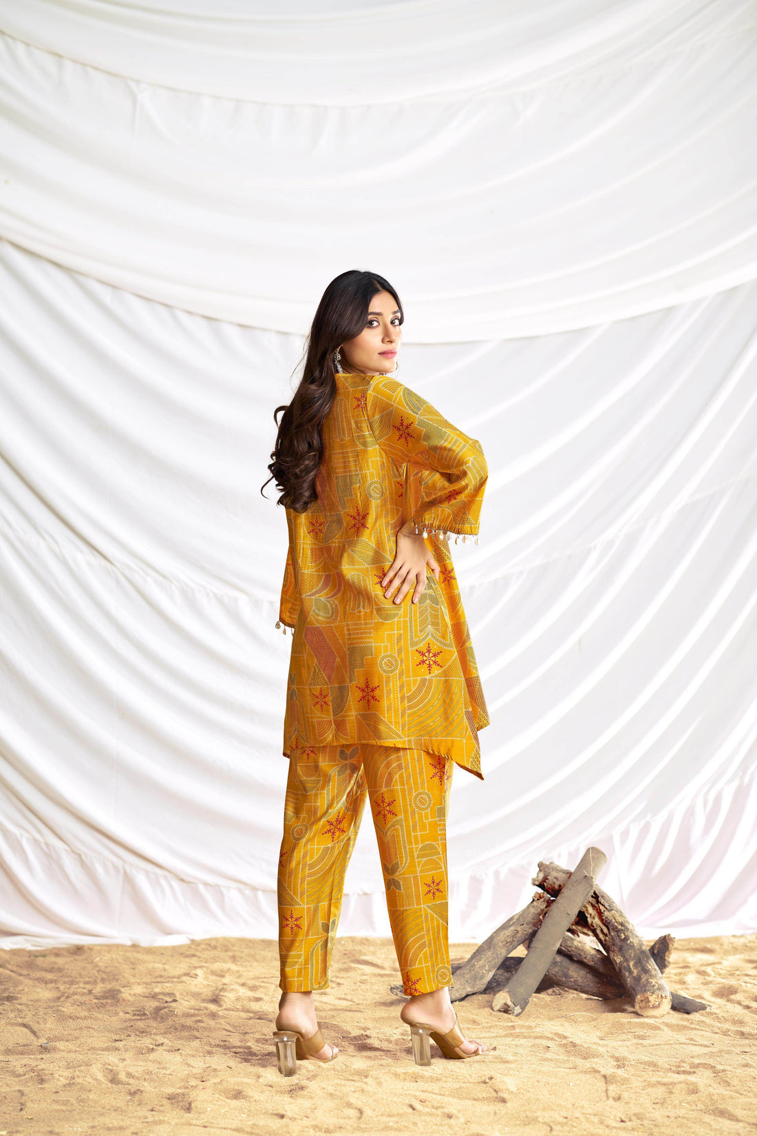 Ashka Chanderi Mustard Co-Ord Set - BulBul
