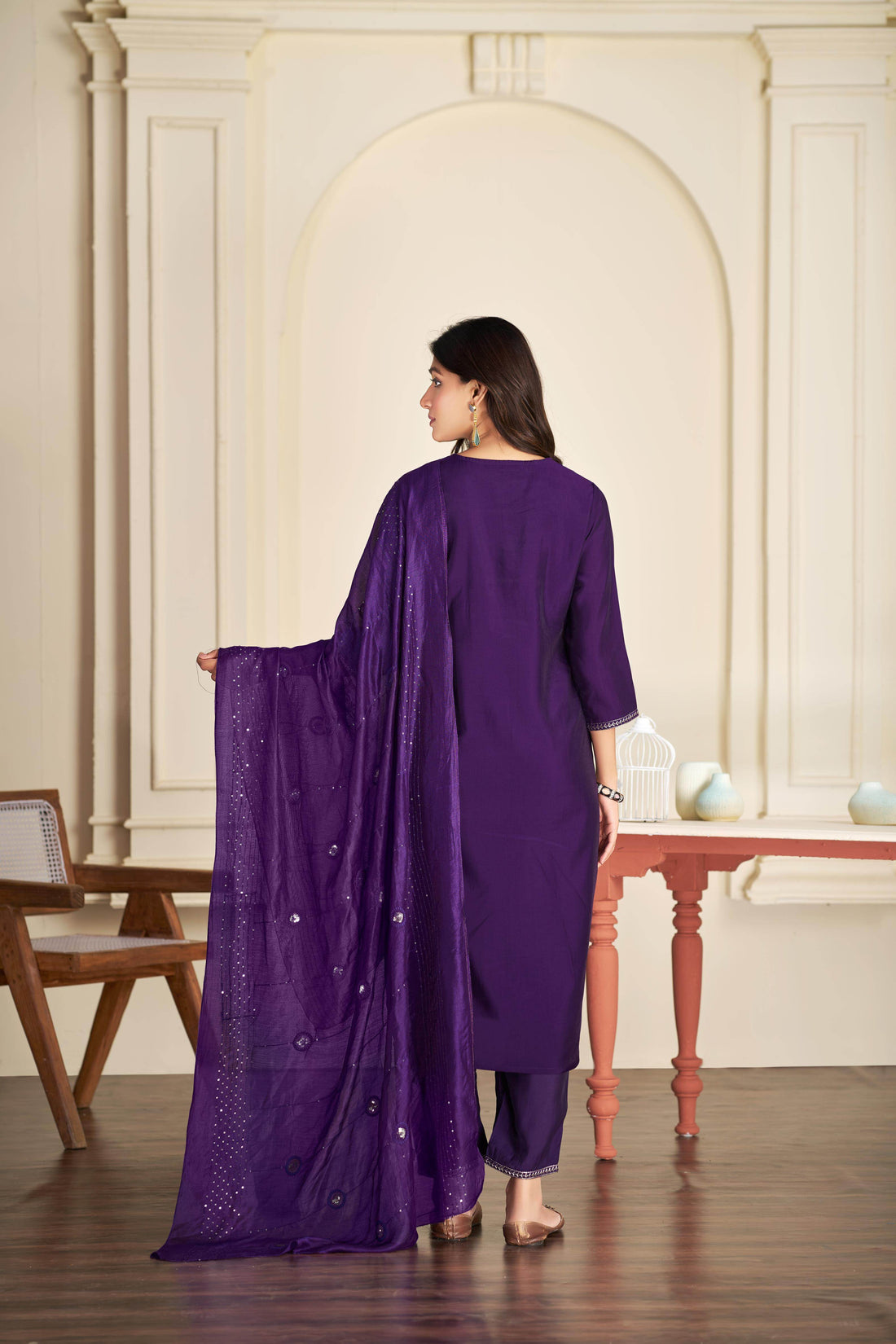 Tapasya Silk Purple Kurta Set with Dupatta - BulBul