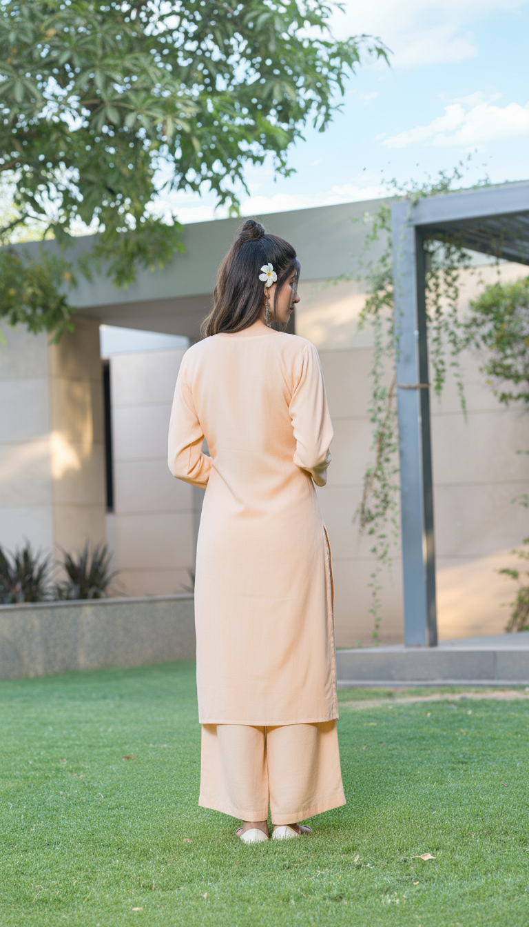 Meher Rayon Peach Kurta Set with Dupatta