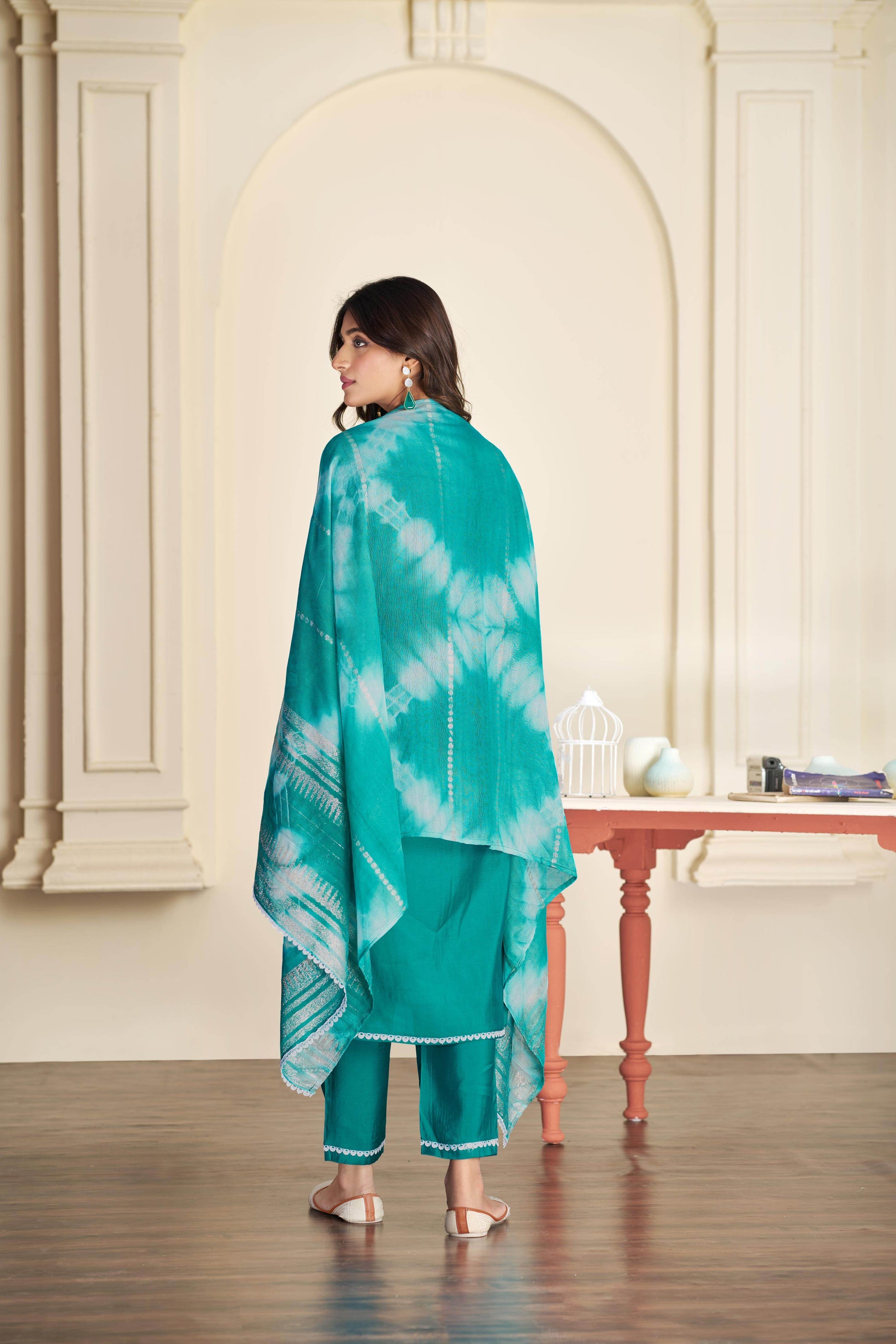 Shreya Silk Rama Kurta Set with Dupatta - BulBul