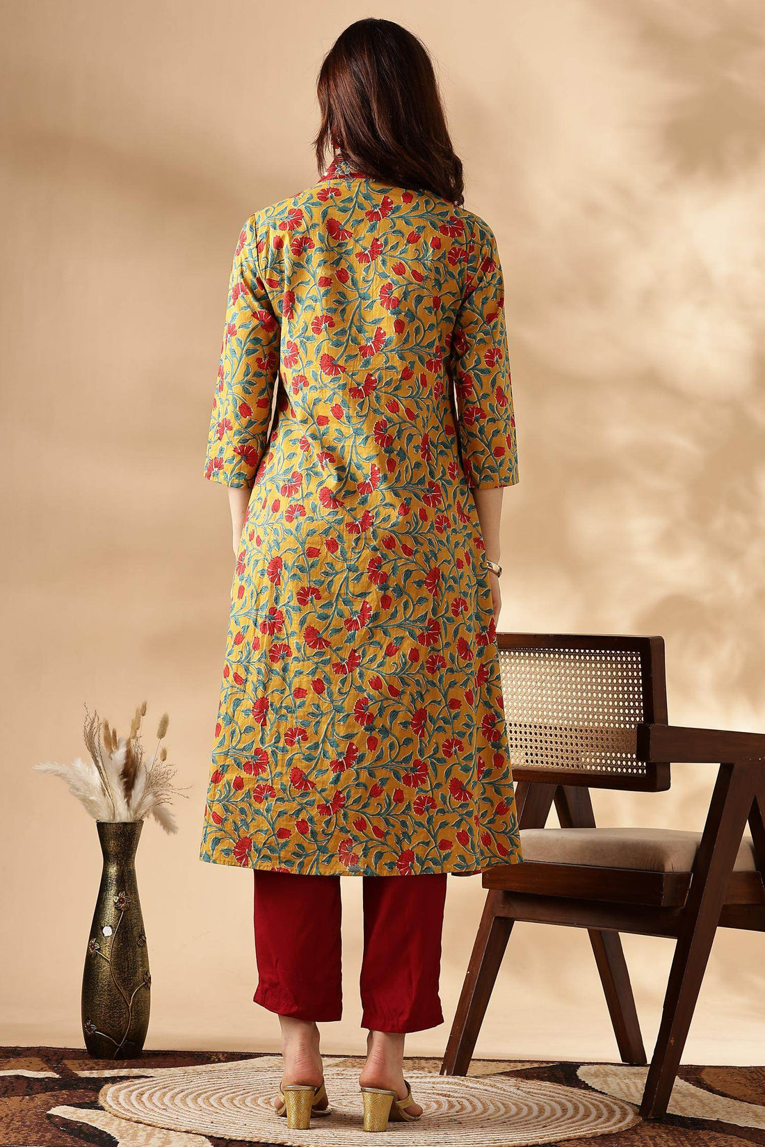 Anupriya Cotton Mustard Kurta Set with Dupatta - BulBul