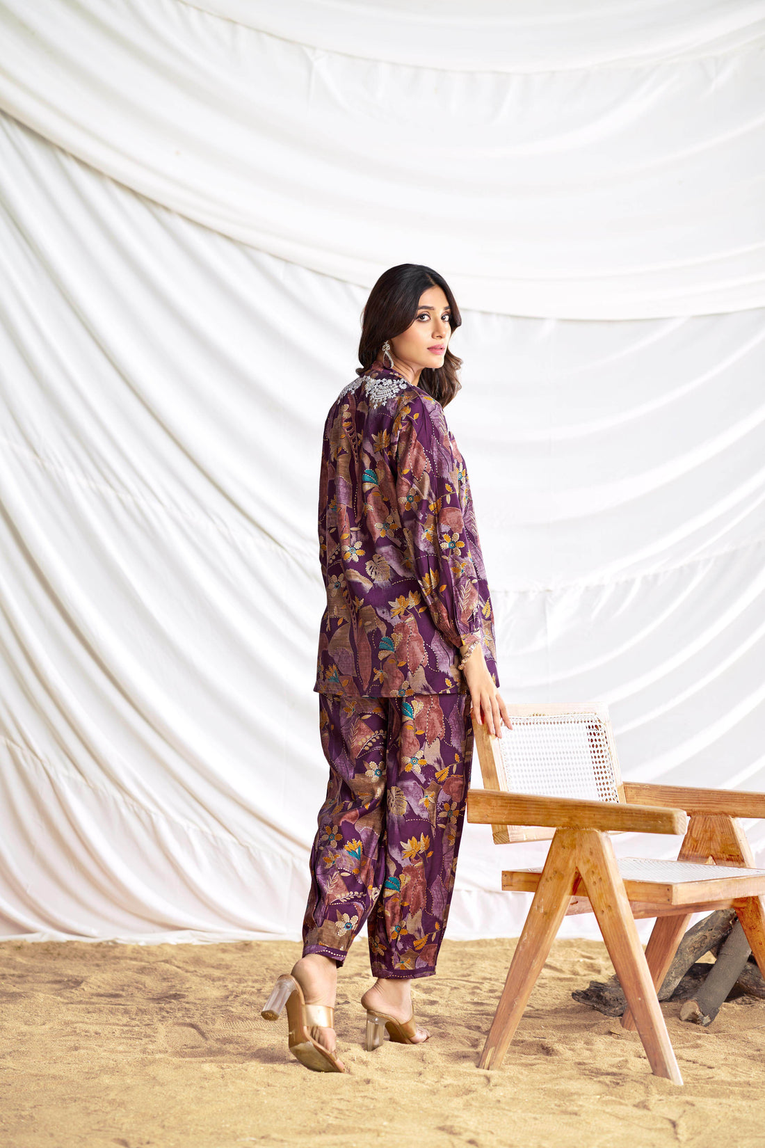 Nilisha Purple Chanderi Co-Ord Set - BulBul