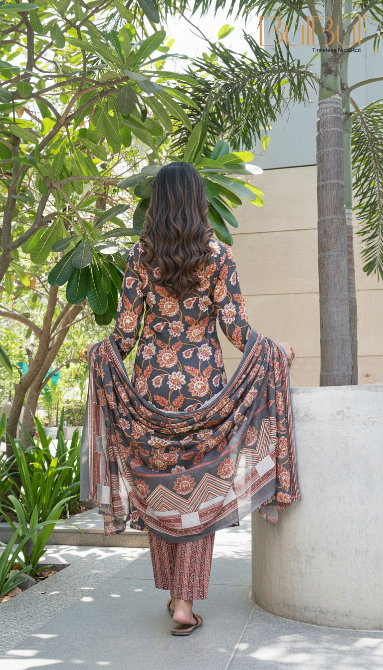 Fashionista Santoon Black Kurta Set with Dupatta