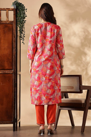 Darshita Fuschia Rayon Kurta Set with Dupatta - BulBul
